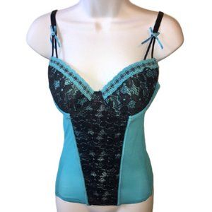 Native Intimates Bustier Corset Turquoise Blk 36B